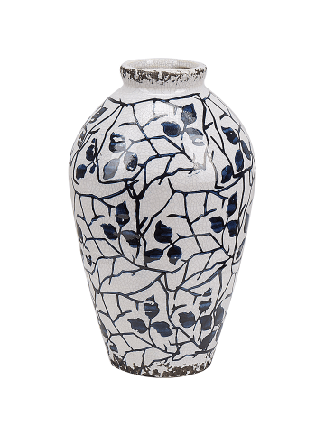 Beliani Blumenvase MALLIA in Weiß/Blau - (W) 12 x (H) 20 x (L) 12 cm