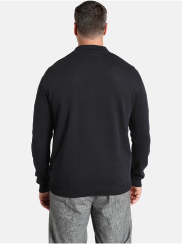 Charles Colby Langarm-Poloshirt EARL JERRY in grau gemustert