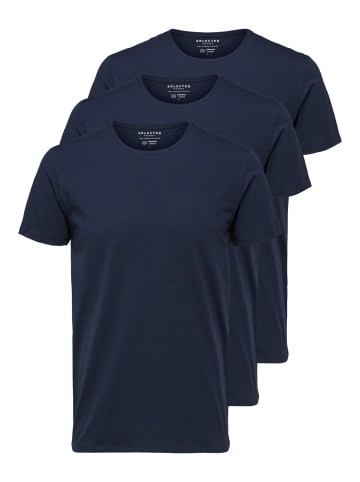 SELECTED HOMME T-Shirt SLHNEWPIMA SS O-NECK TEE B 3 PACK in Blau