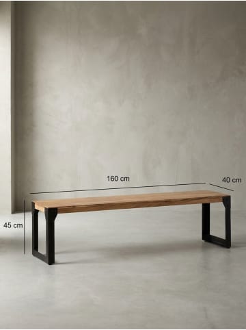 KADIMA DESIGN Esszimmerbank 160x40x45 cm Massivholz Metall Industrial,
