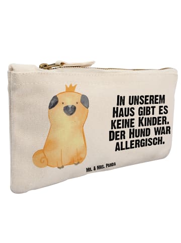 Mr. & Mrs. Panda Schminktasche Mops Krone mit Spruch in Weiß