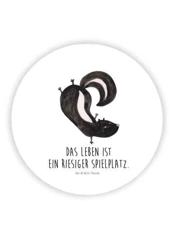 Mr. & Mrs. Panda Rund Magnet Stinktier Handstand mit Spruch in Weiß