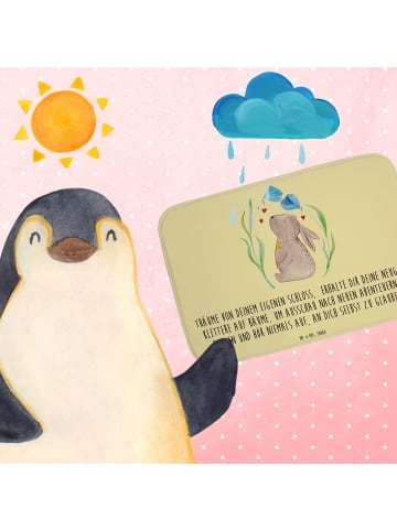 Mr. & Mrs. Panda Badematte Hase Blume mit Spruch in Gelb Pastell