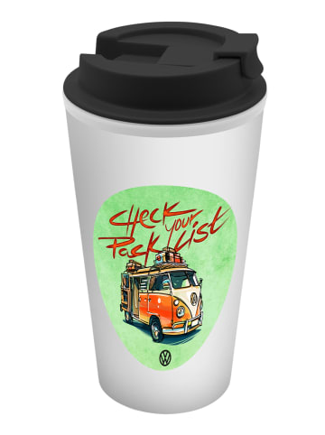 Geda Labels Coffee to go Becher VW Check your Packlist 400ml in Weiß - 400ml