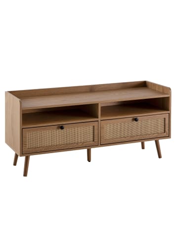 KADIMA DESIGN Lowboard 120x56x39 cm TV-Kommode mit Eiche-Dekor & Rattan, Design