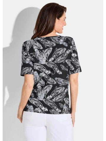 GOLDNER Kurzgröße: Druckshirt mit Paisley-Muster in schwarz / weiß / gemustert