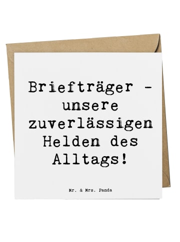 Mr. & Mrs. Panda Grußkarte Spruch Briefträger Helden mit Spruch in Weiß