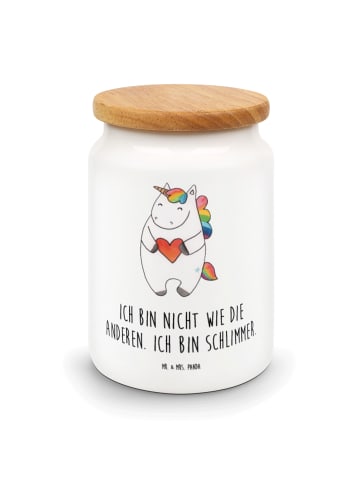Mr. & Mrs. Panda Teedose Einhorn Herz mit Spruch in Weiß