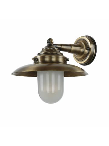 Licht-Erlebnisse Außen Wandlampe (B)26 x (H)22 cm in Messing Antik Weiß
