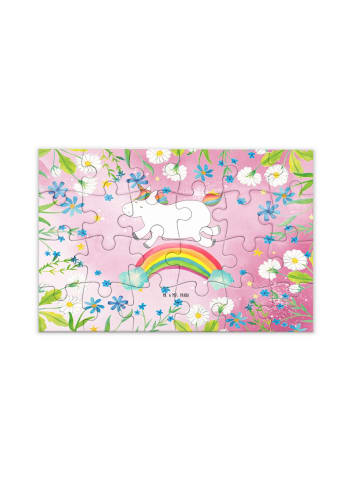 Mr. & Mrs. Panda Puzzle Einhorn Regenbogen ohne Spruch in Rot Pastell