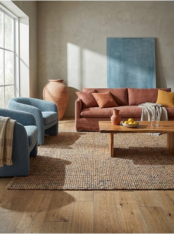 KADIMA DESIGN Naturfaser-Teppich Handgewebt ERME Jute Naturbelassen Modern in Natur-Blau
