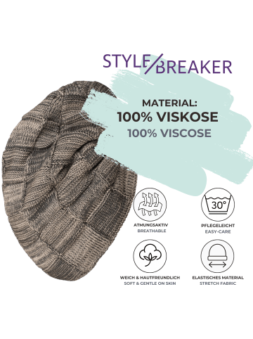 styleBREAKER Feinstrick Beanie Mütze in Beige-Grau