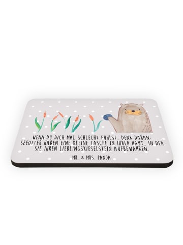 Mr. & Mrs. Panda Kühlschrankmagnet Otter Stein mit Spruch in Grau Pastell
