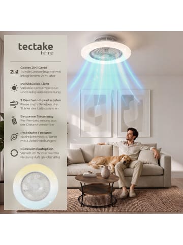 tectake LED Deckenventilator Ø 50 cm, dimmbar, 3000–6500 K