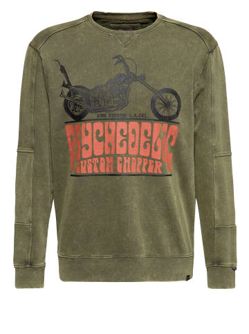 King Kerosin King Kerosin Pullover acid washed Psychedelic Custom Chopper in olivgrün