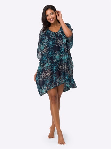 Sieh an! Strandkleid in marine-türkis-bedruckt