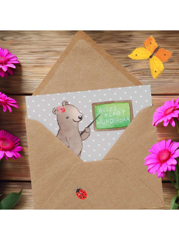 Mr. & Mrs. Panda Einladungskarte Dozentin Genuss mit Spruch in Grau Pastell