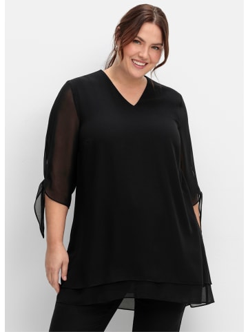 sheego Chiffonbluse in schwarz