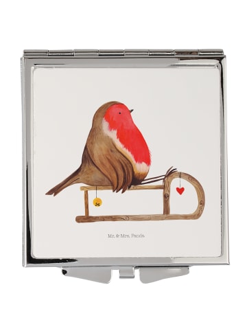 Mr. & Mrs. Panda Schminkspiegel Rotkehlchen Schlitten ohne Spruch in Weiß