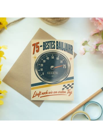 Mr. & Mrs. Panda Geburtstagskarte Vintage Tachometer retro Desig... in Weiß