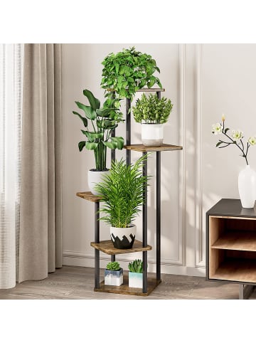 relaxdays Pflanzenregal in Schwarz/ Braun – (B)58 x (H)107 x (T)58 cm