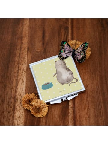 Mr. & Mrs. Panda Taschenspiegel Katze Fressen ohne Spruch in Gelb Pastell