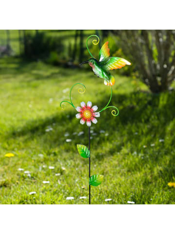 MARELIDA Gartenstecker Blume mit Kolibri Deko Gartenspieß H: 62cm in bunt