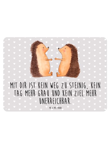 Mr. & Mrs. Panda Blechschild Igel Liebe mit Spruch in Grau Pastell