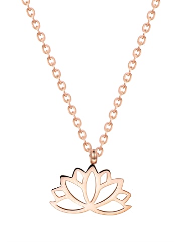 Hey Happiness Vergold. Kette Lotus Anhänger Edelstahl in Rosegold - (L) 46-51 cm