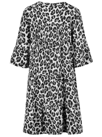 Sublevel Gemusterte Tunikabluse mit Rüschenärmeln und Volants in Grau-2