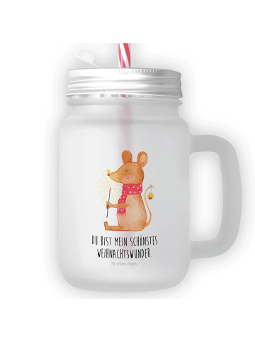 Mr. & Mrs. Panda Trinkglas Mason Jar Maus Weihnachten mit Spruch in Transparent