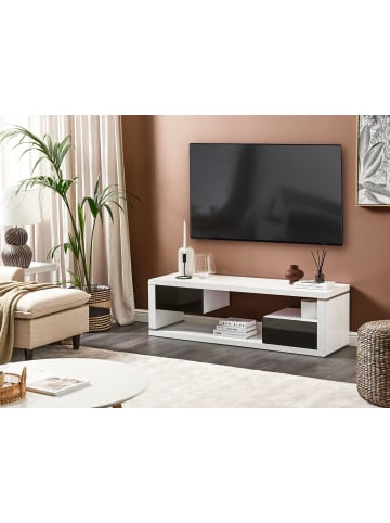 Beliani TV-Möbel SPOKAN in Weiß/Schwarz - (W) 140 x (H) 43 x (L) 39 cm
