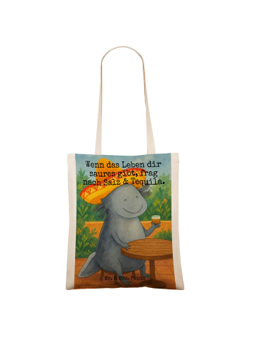 Mr. & Mrs. Panda Shopping Tasche Axolotl Tequila Design mit Spruch in Weiß