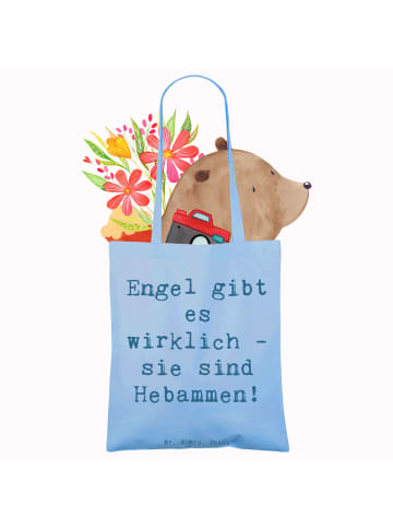 Mr. & Mrs. Panda Shopping Tasche Spruch Hebamme Engel mit Spruch in Sky Blue