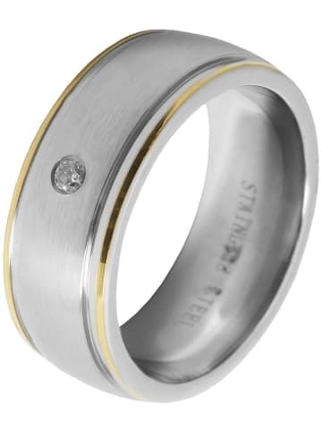 Adeliás Damen Ring aus Edelstahl mit Strass Steinchen in silber