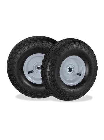 relaxdays 2 x Sackkarrenrad in Schwarz/ Grau - 4.10 3.50-4