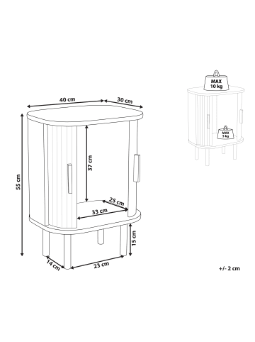 Beliani Nachttisch BRADLEY in Braun/Schwarz - (W) 40 x (H) 55 x (L) 30 cm