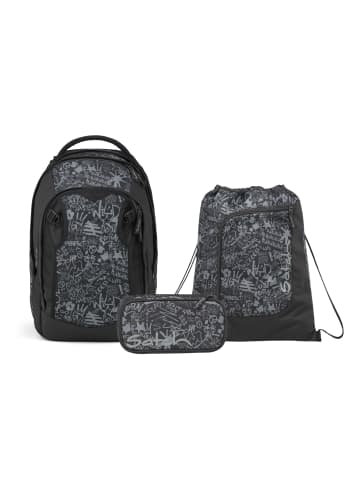 Satch Schulrucksack-Set MATCH PLUS "Street Ink" 3-tlg. in Schwarz