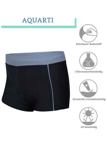 Aquarti Jungen Kinder Badehose Seitliche Paspel in schwarz/grau