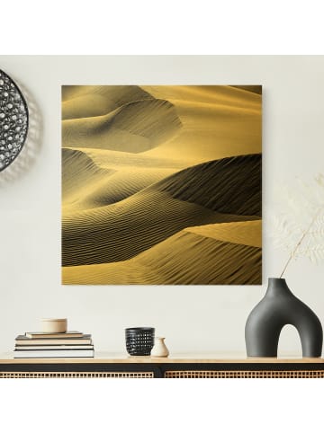 WALLART Leinwandbild Gold - Wellenmuster im Wüstensand in Schwarz-Weiß