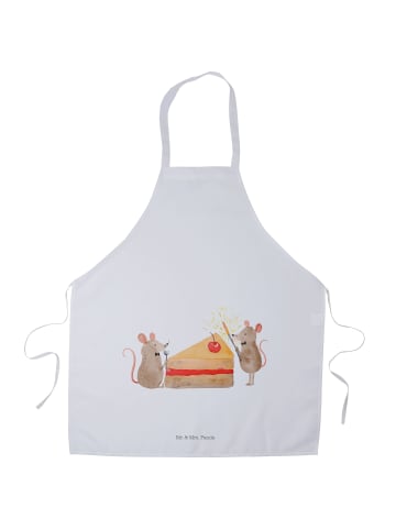 Mr. & Mrs. Panda Schürze Mäuse Kuchen ohne Spruch in Weiß
