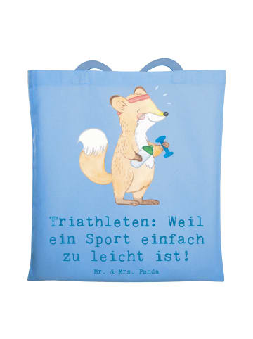 Mr. & Mrs. Panda Tragetasche Triathlon Helden mit Spruch in Sky Blue