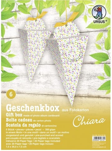 Buntpapierfabrik Ludwig Bähr Geschenkbox Chiara 7,5x20x7,5cm Packung mit 5 Stück Motiv: 06
