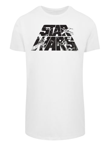 F4NT4STIC Long Cut T-Shirt Star Wars Logo Space Sketch in weiß