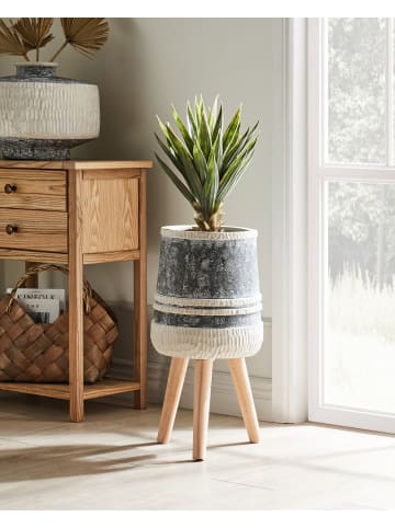 Beliani Outdoor Blumentopf ARISAEMA in Grau/Beige/Braun - (W) 27 x (H) 57 x (L) 27 cm