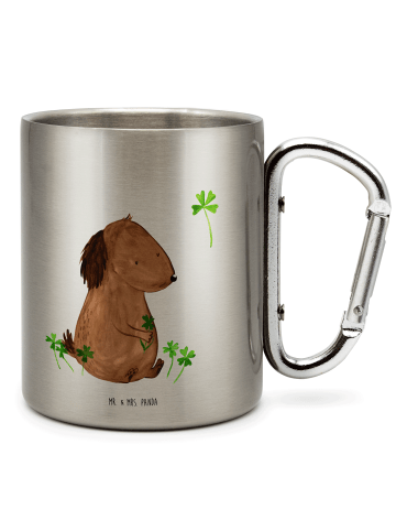 Mr. & Mrs. Panda Thermobecher Hund Kleeblatt ohne Spruch in Silber