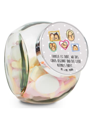 Mr. & Mrs. Panda Süßigkeitenglas Igel Familie mit Spruch in Grau Pastell