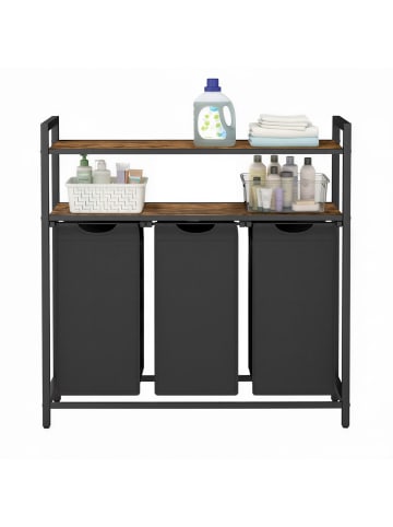 VASAGLE Wäschesammler Brenta in Braun, Schwarz - (B)33 x (H)92 x (T)92.5 cm