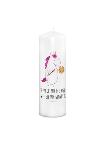 Mr. & Mrs. Panda Adventskerze Einhorn Künstler mit Spruch in Weiß