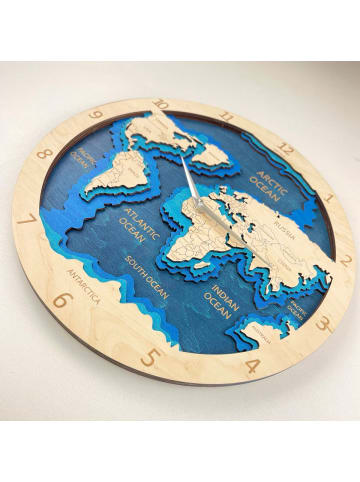 BusyKids Wanduhr "Weltkarte" in Natur
